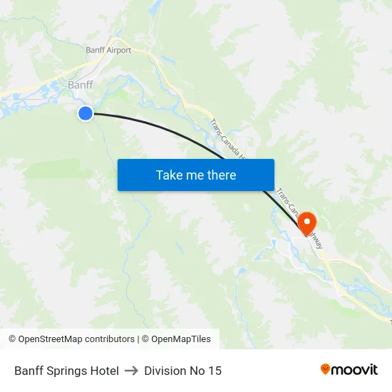 Banff Springs Hotel to Division No 15 map