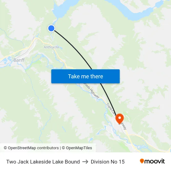 Two Jack Lakeside Lake Bound to Division No 15 map