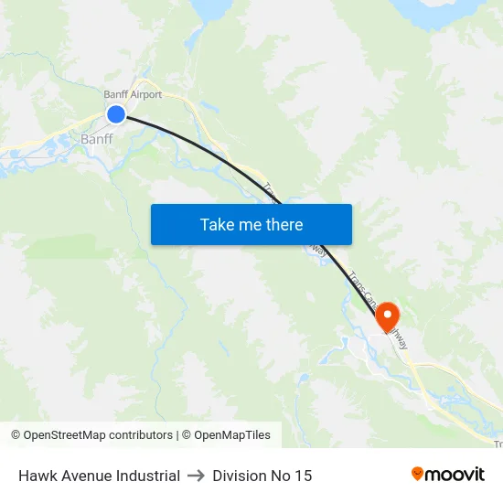 Hawk Avenue Industrial to Division No 15 map
