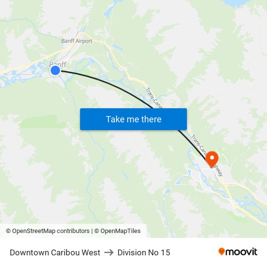 Downtown Caribou West to Division No 15 map