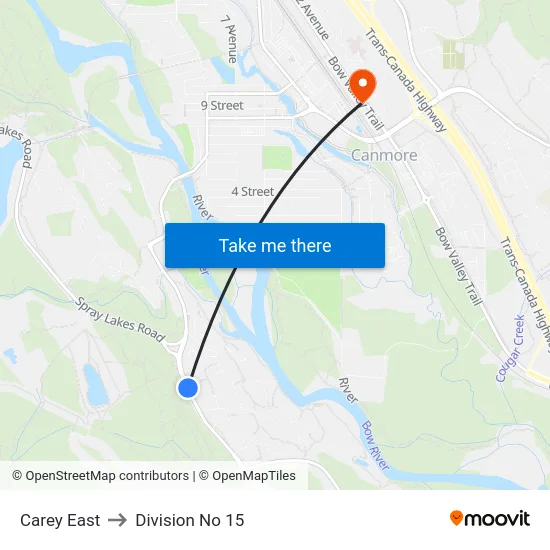 Carey East to Division No 15 map