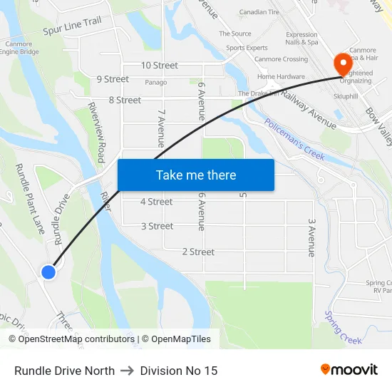 Rundle Drive North to Division No 15 map