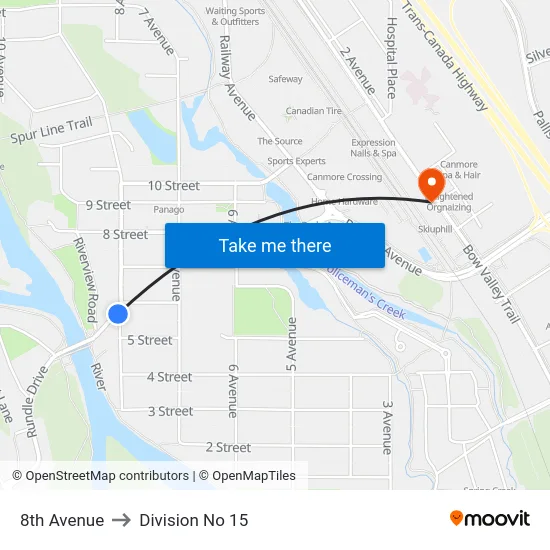 8th Avenue to Division No 15 map