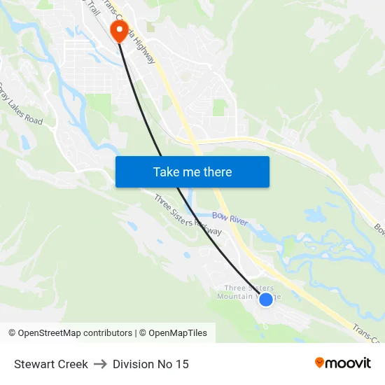 Stewart Creek to Division No 15 map