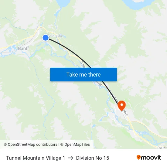 Tunnel Mountain Village 1 to Division No 15 map