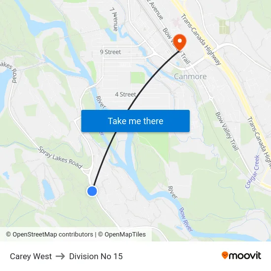 Carey West to Division No 15 map