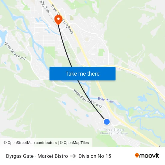 Dyrgas Gate - Market Bistro to Division No 15 map