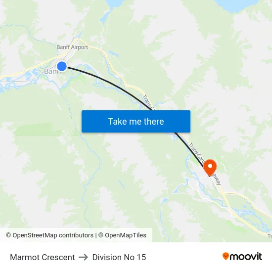Marmot Crescent to Division No 15 map