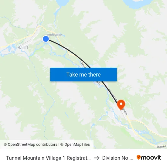 Tunnel Mountain Village 1 Registration to Division No 15 map