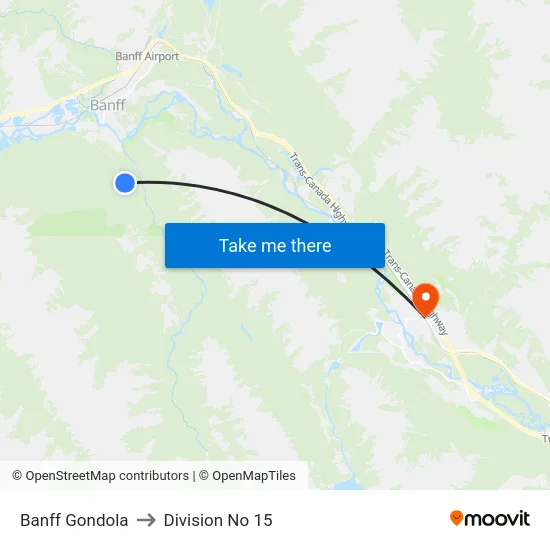 Banff Gondola to Division No 15 map