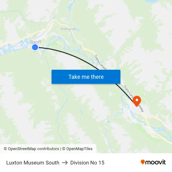 Luxton Museum South to Division No 15 map