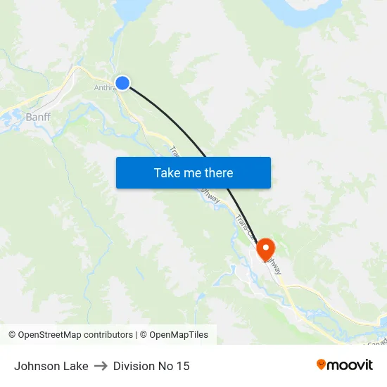 Johnson Lake to Division No 15 map