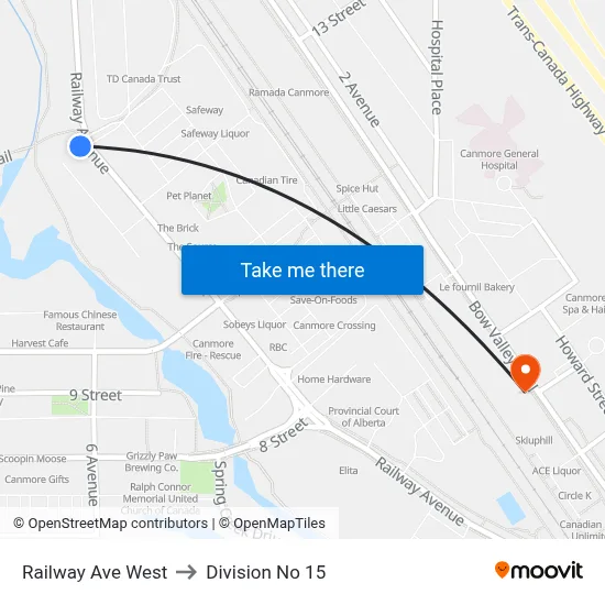 Railway Ave West to Division No 15 map