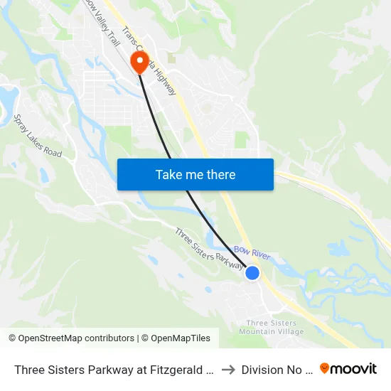Three Sisters Parkway at Fitzgerald Rise to Division No 15 map