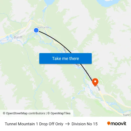 Tunnel Mountain 1 Drop Off Only to Division No 15 map