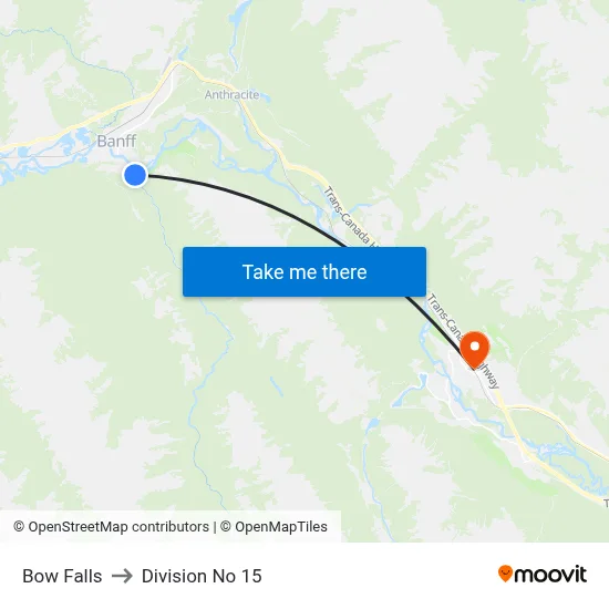 Bow Falls to Division No 15 map
