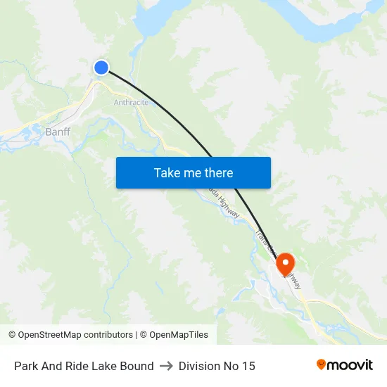 Park And Ride Lake Bound to Division No 15 map