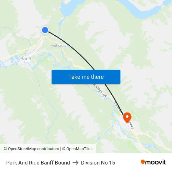 Park And Ride Banff Bound to Division No 15 map