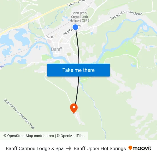 Banff Caribou Lodge & Spa to Banff Upper Hot Springs map