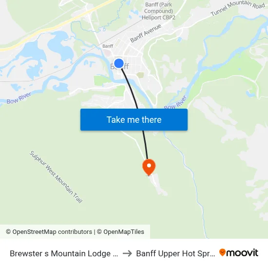Brewster s Mountain Lodge Banff to Banff Upper Hot Springs map