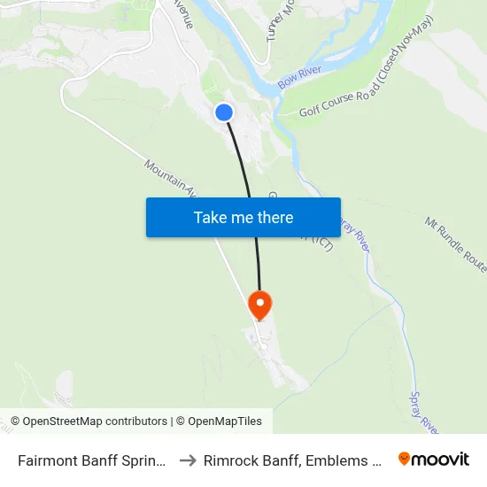 Fairmont Banff Springs Hotel to Rimrock Banff, Emblems Collection map