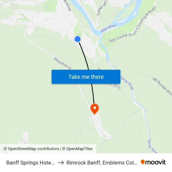 Banff Springs Hotel Golf to Rimrock Banff, Emblems Collection map