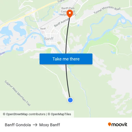 Banff Gondola to Moxy Banff map