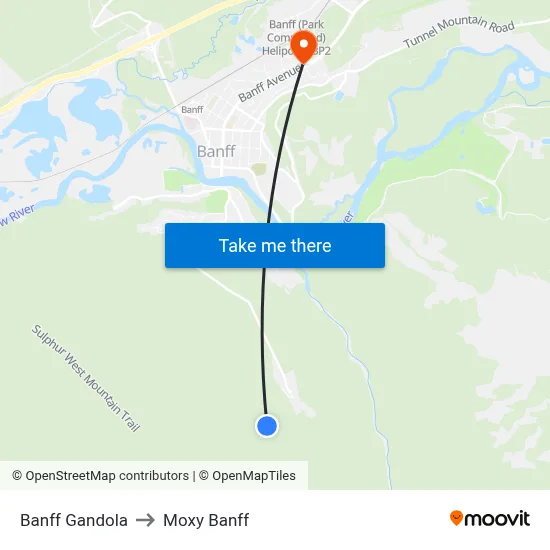 Banff Gandola to Moxy Banff map