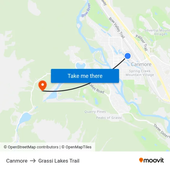 Canmore to Grassi Lakes Trail map