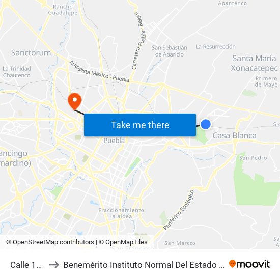 Calle 10-A, 3a_3 to Benemérito Instituto Normal Del Estado General Juan Crisóstomo Bonilla map