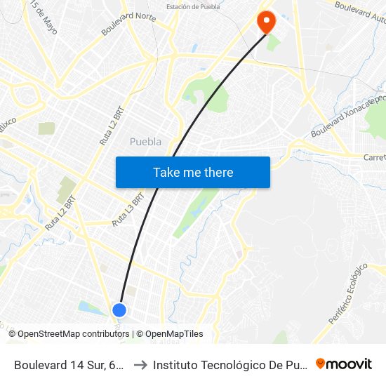 Boulevard 14 Sur, 6132 to Instituto Tecnológico De Puebla map
