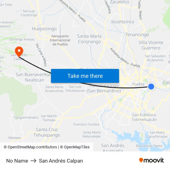 No Name to San Andrés Calpan map