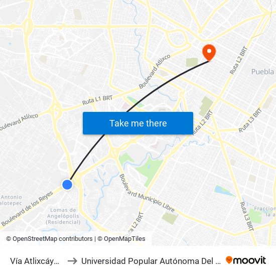 Vía Atlixcáyotl, 5413 to Universidad Popular Autónoma Del Estado De Puebla map