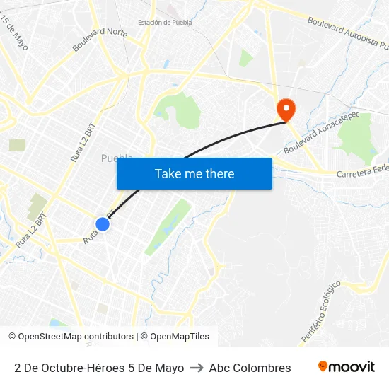 2 De Octubre-Héroes 5 De Mayo to Abc Colombres map