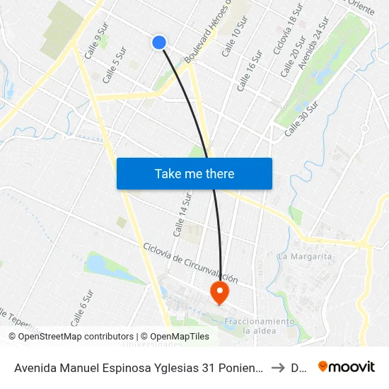 Avenida Manuel Espinosa Yglesias 31 Poniente, 104 to Dgie map