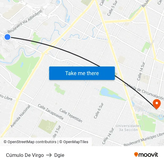 Cúmulo De Virgo to Dgie map