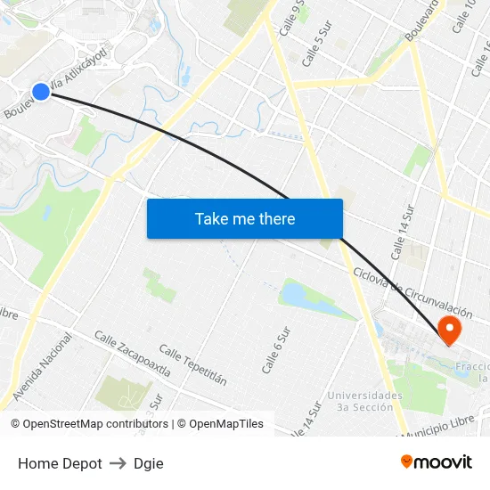 Home Depot to Dgie map