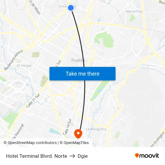 Hotel Terminal Blvrd. Norte to Dgie map