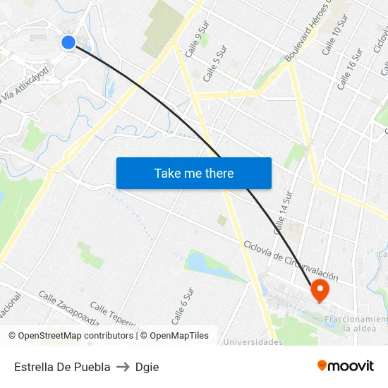 Estrella De Puebla to Dgie map