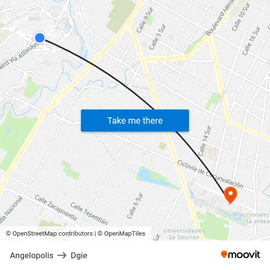 Angelopolis to Dgie map