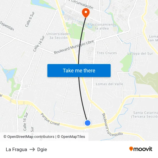 La Fragua to Dgie map