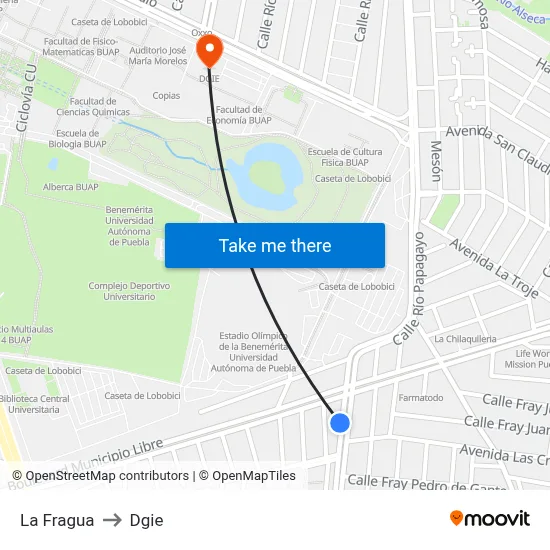 La Fragua to Dgie map