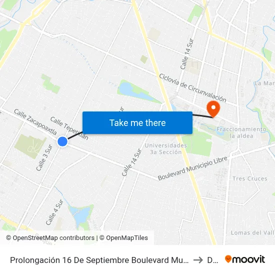 Prolongación 16 De Septiembre Boulevard Municipio Libre to Dgie map
