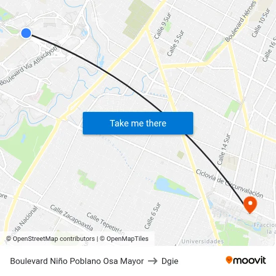 Boulevard Niño Poblano Osa Mayor to Dgie map