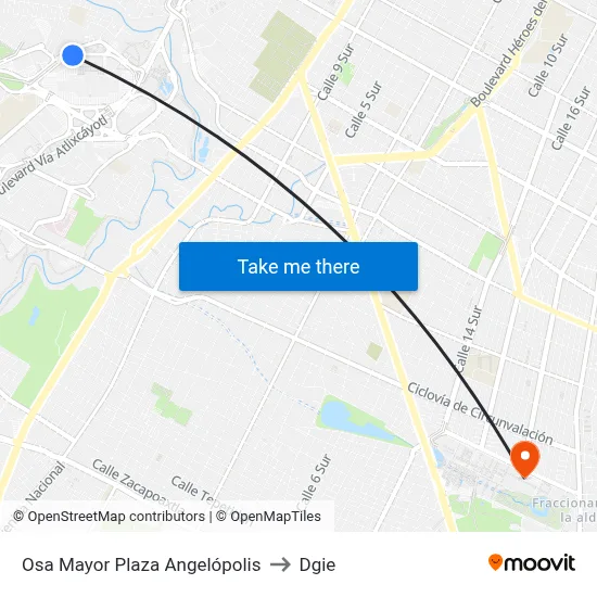 Osa Mayor Plaza Angelópolis to Dgie map