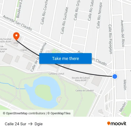 Calle 24 Sur to Dgie map