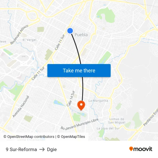 9 Sur-Reforma to Dgie map