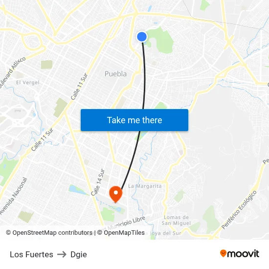 Los Fuertes to Dgie map