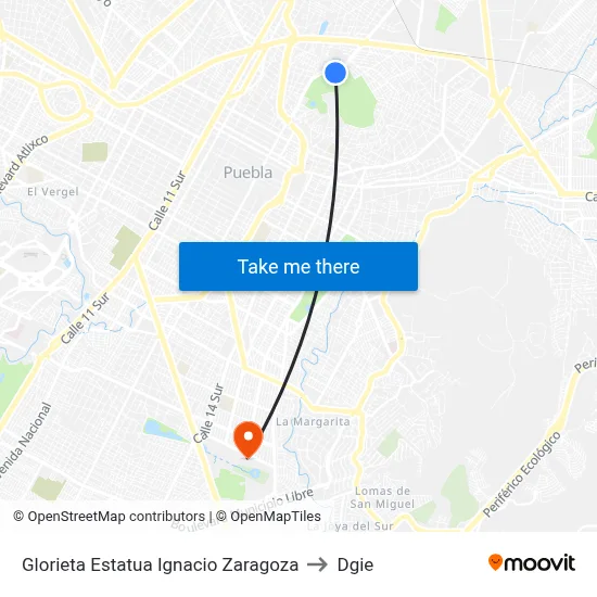 Glorieta Estatua Ignacio Zaragoza to Dgie map