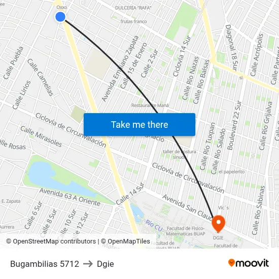 Bugambilias 5712 to Dgie map